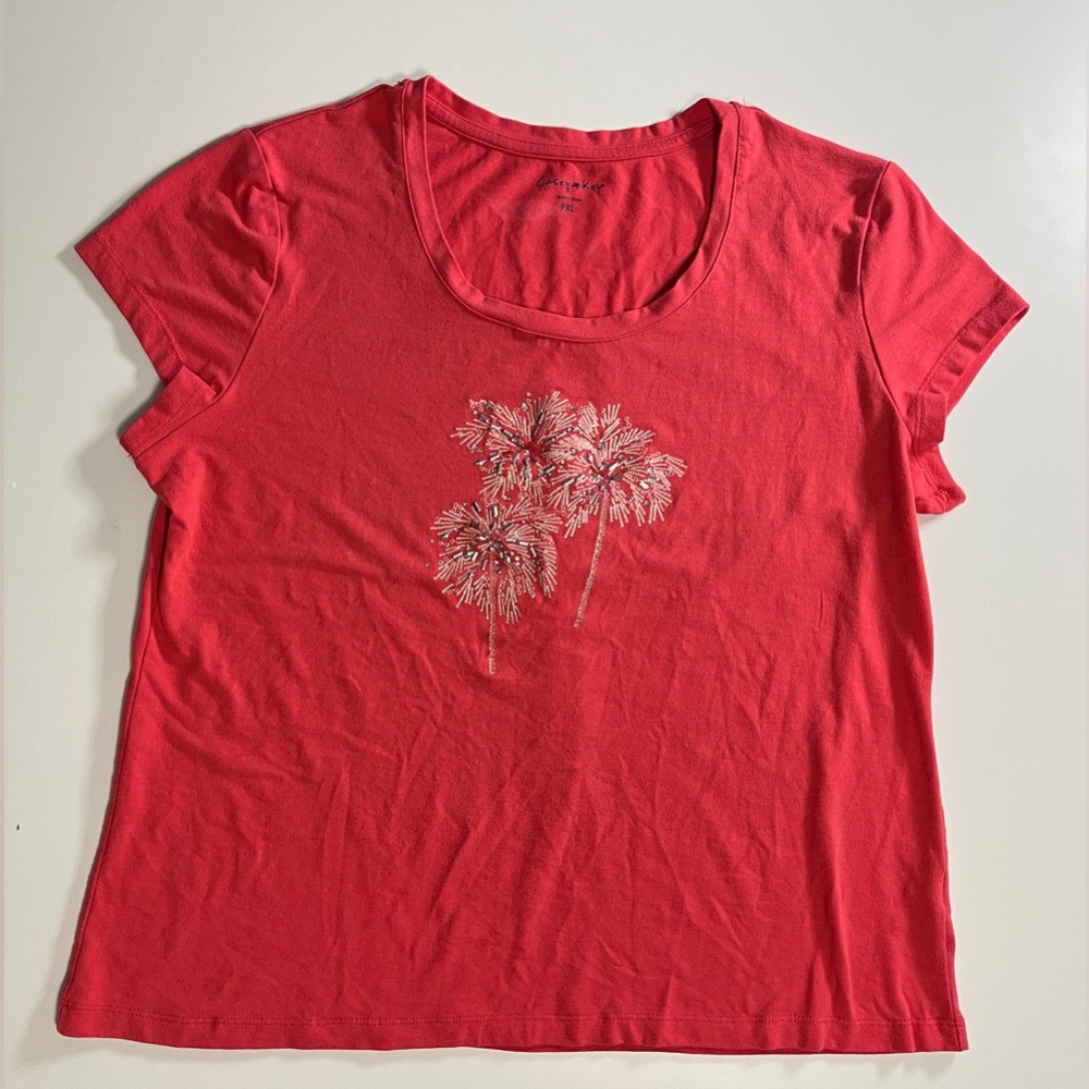 Casey Key Women’s Red short sleeves printed graphic tee, size PXL